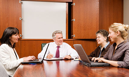 Meeting at conference table